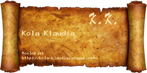 Kola Klaudia névjegykártya